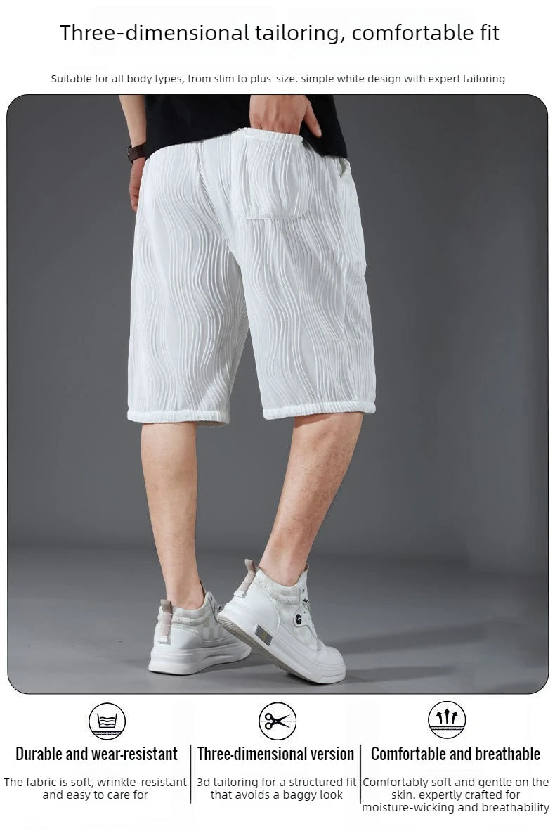 Extra Big Size Men Ice Silk Short Elastic Waist Casual Bermuda Male Summer Cool Icy Plus Large 11XL Loose Fit Stretch Breathable