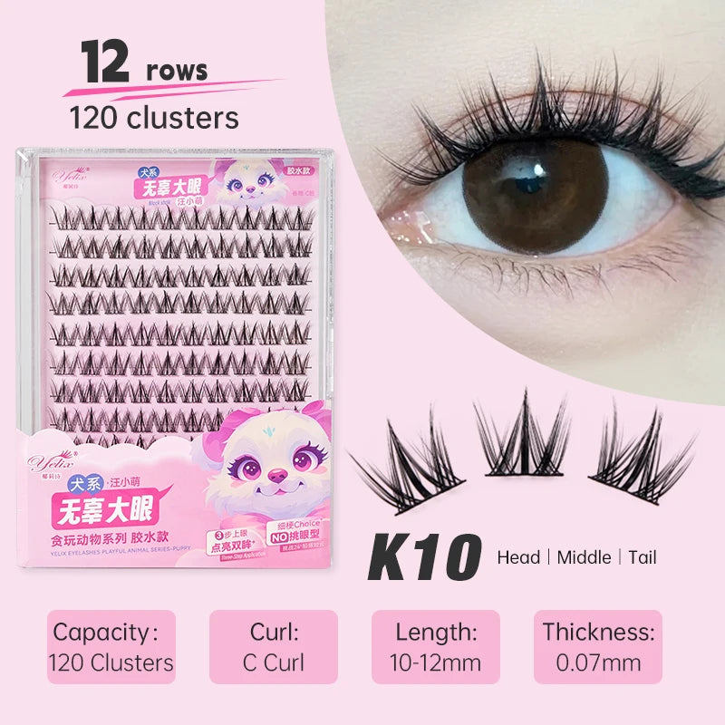 Yelix DIY Cluster Lashes Natural Eyelash Extension Volume Individual Lashes Mixed Tray Lashes Cluster Natural Eyelashes Makeup