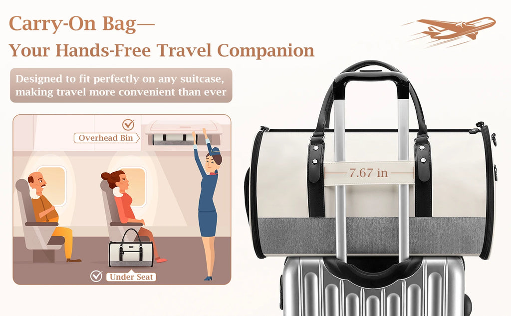 Travel Garment Bag, Convertible Garment Duffel Bags Combo with Shoe Compartment Toiletry Bag, Carry-On Weekend Overnight Bag for