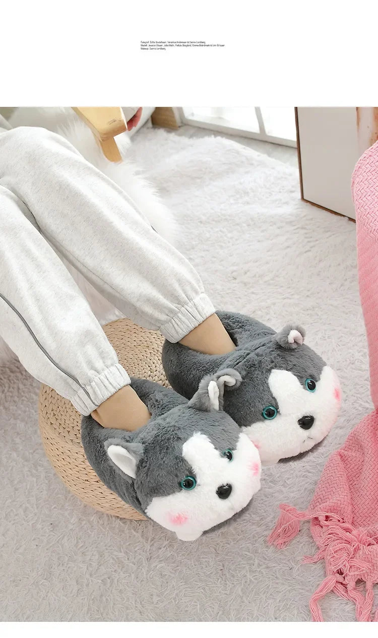 Cartoon Couples Home Slippers Men Women Winter Indoor Warmth Piglet Cotton Shoes Plush Floor Anti Slip Slippers Soft Bottom2024