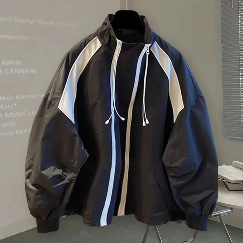 Casual Two Zippers Windbreaker for Women Loose Stand Collar Thin Outdoor Jacekts Women Spring Autumn Wind Jacekts Outerwears