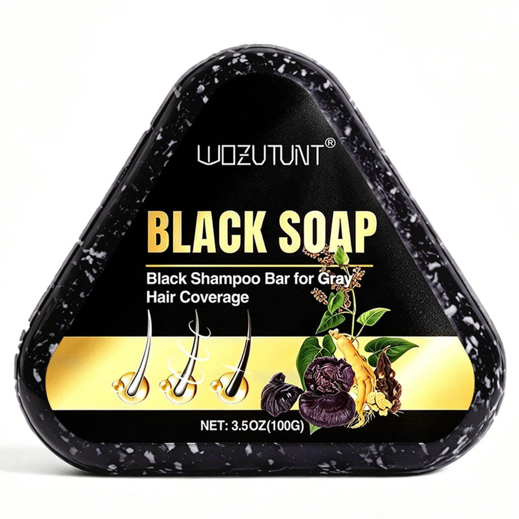 Natural Black Hair Shampoo Soap Ganoderma Polygonum Multiflorum Nourishing Gradually Repairing Gray Hair Herbal Hair Growth Soap