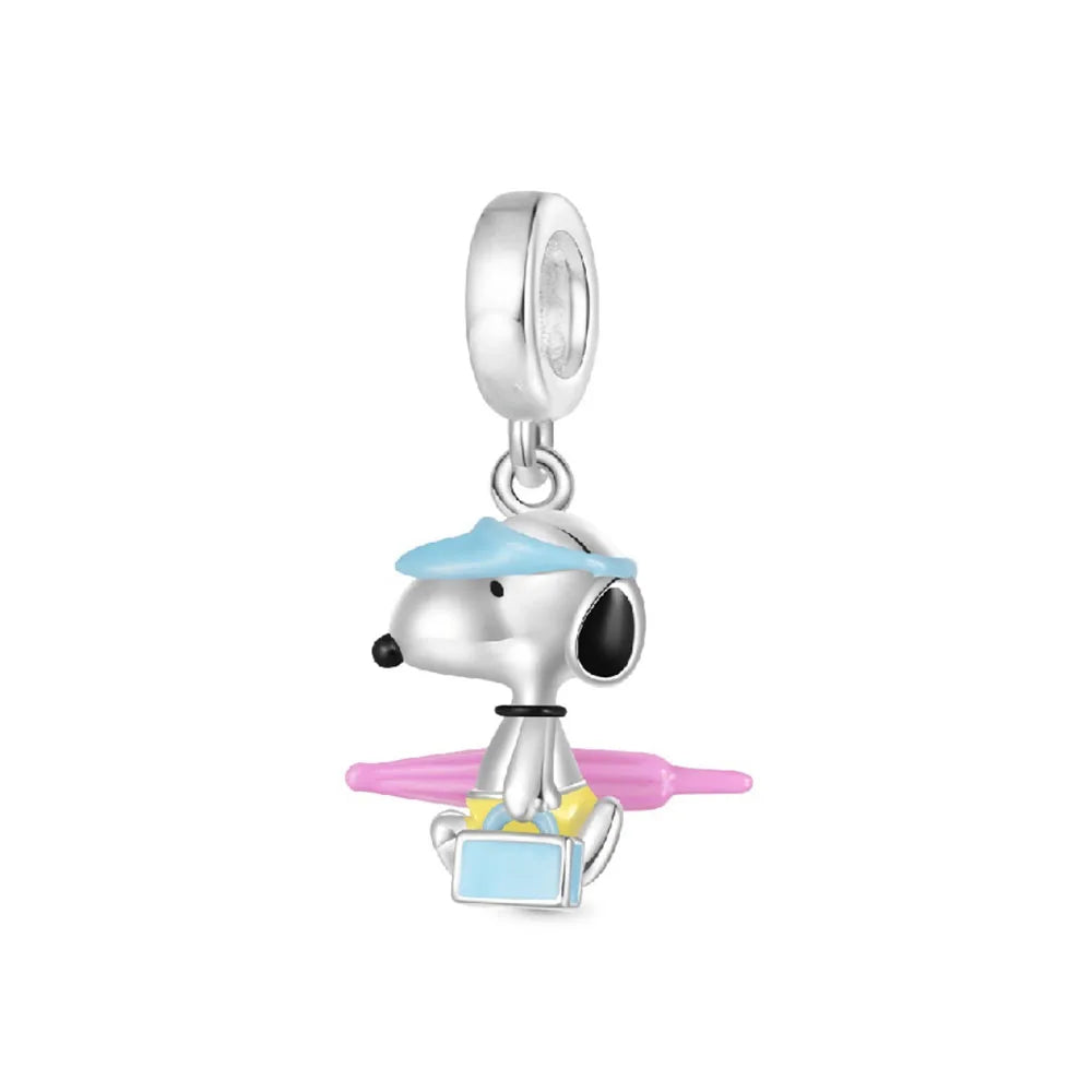 Cartoon 925Silver Balloon Dog, Red House, Watermelon Dog Male and Female Pendant,Fit Bracelet DIY Jewelry for Girls and Children