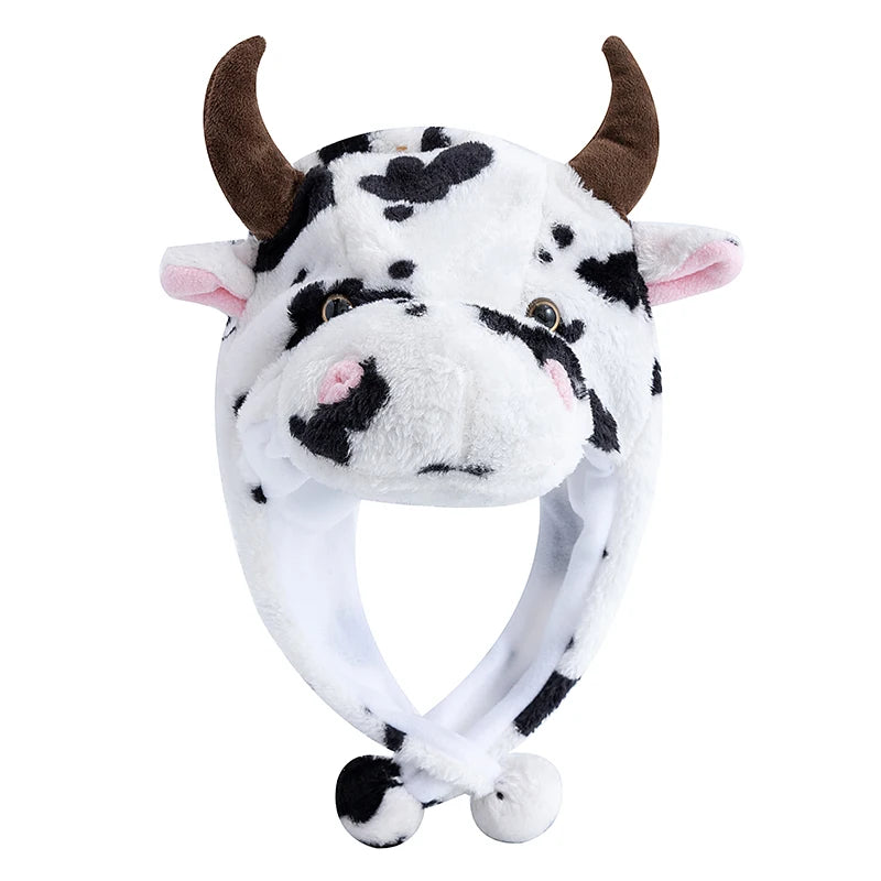 Hot Sale Unisex Funny Bulls Head 3D Animal Style Decorative Hat Winter Cap For Men Women Plush Fur Lovely Family Hat