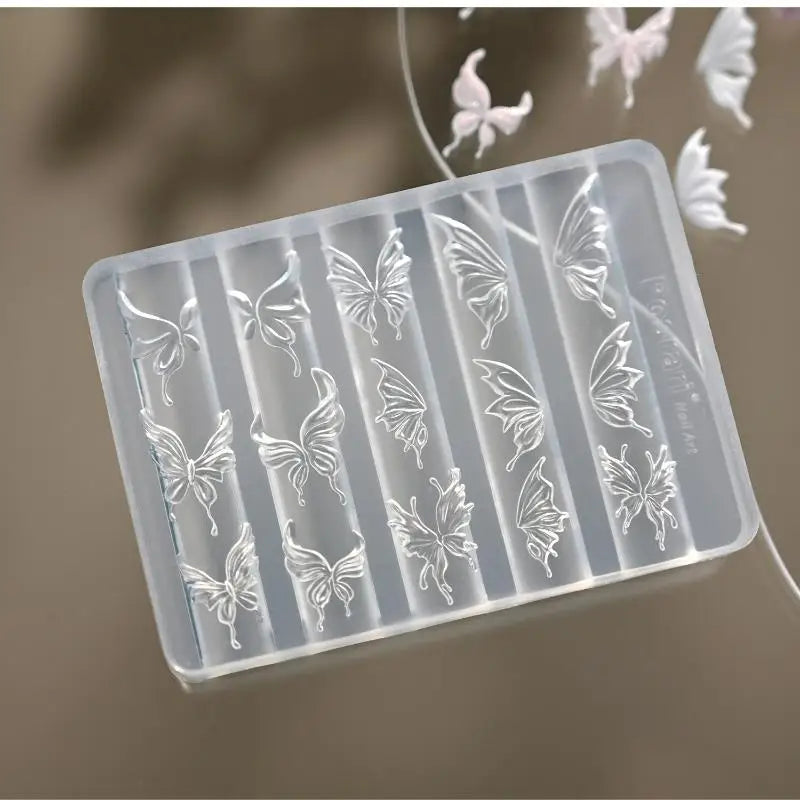 Nails DIY Design Rose Flower Nail Mold Stamping Plate Manicure Mold 3D Mini Silicone Mold Butterfly Wings Nail Art Decorations