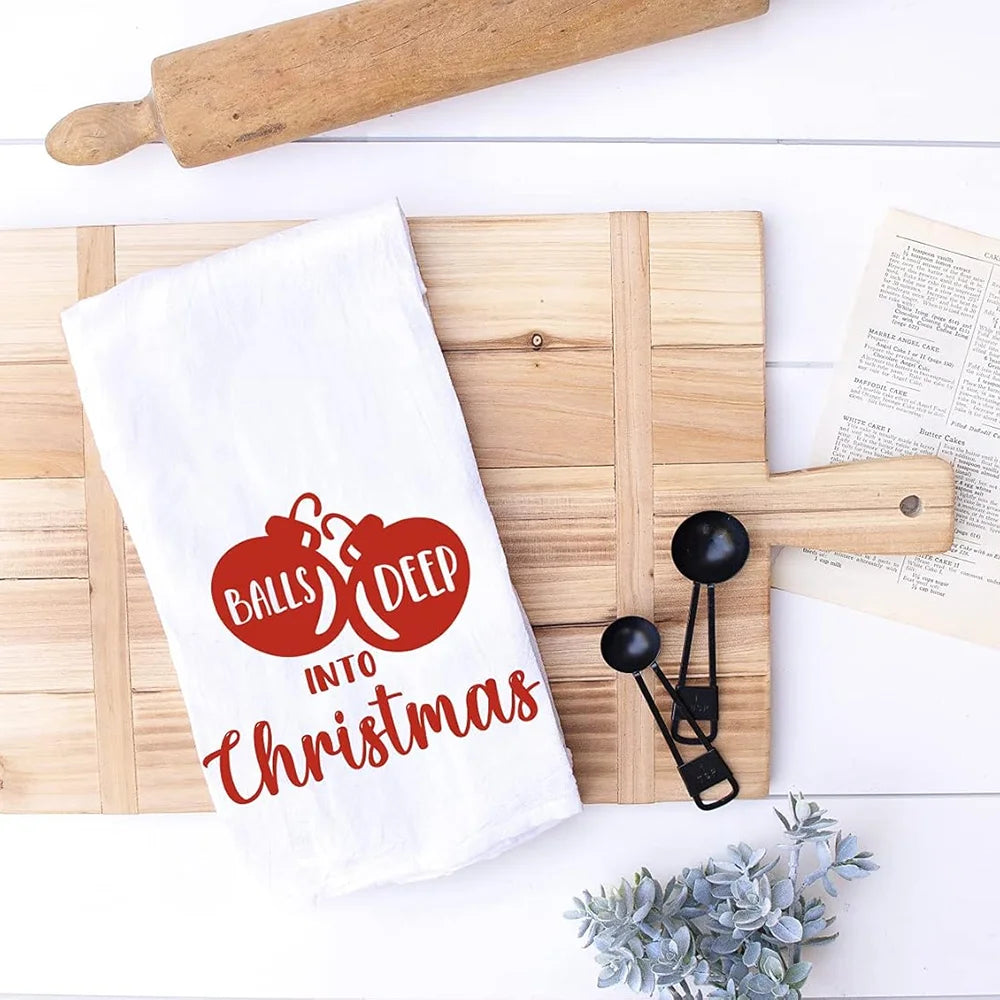 Christmas Kitchen Towel Christmas Dishwashing Hand Towel Seasons Greetings Housewarming Hostess Gift Christmas Winter Home Decor