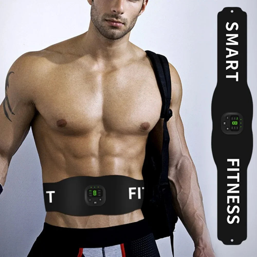 Abs Trainer Belt EMS Abdominal Muscle Stimulator Electric Toning Belts USB Waist Belly Weight Loss Home Gym Fitness Massager