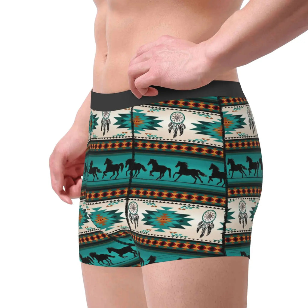 Tribal Aztec Horse Print Men Underwear Boxers Breathable Mens Boxershorts Men's Panties Underpants Man Boxers Briefs Trunks