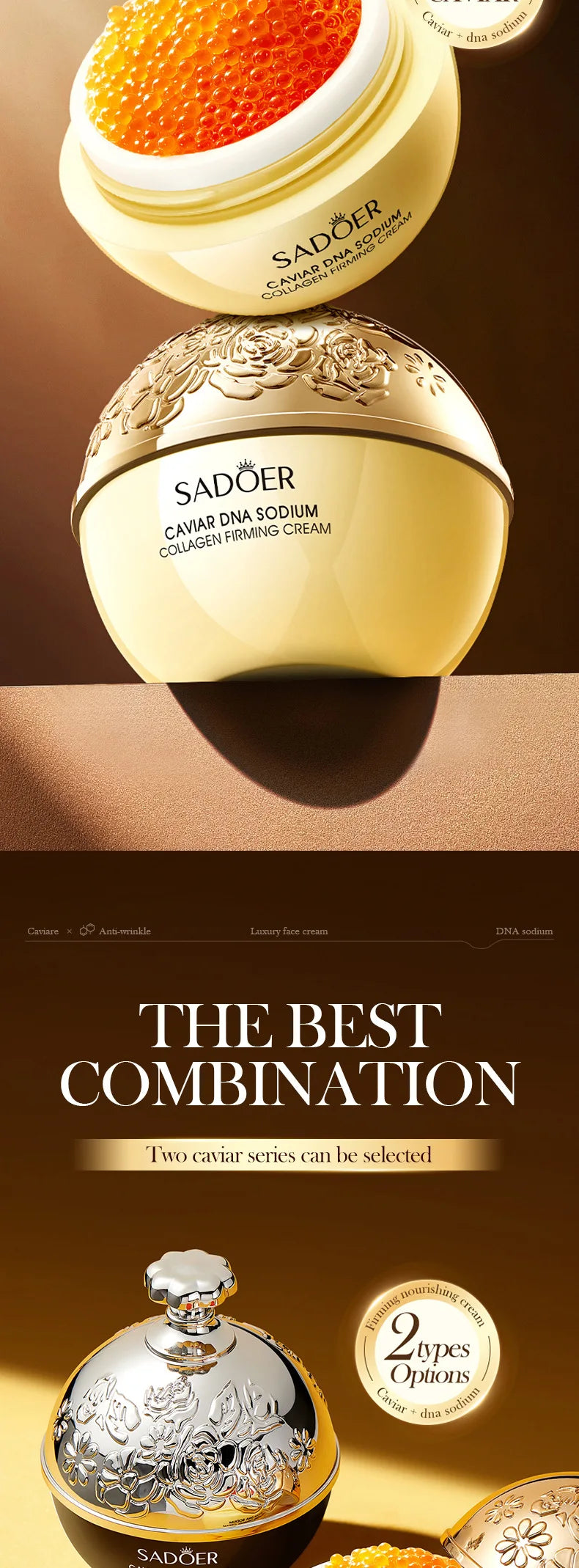 Caviar Anti-Wrinkle Face Cream Collagen Anti-Aging Firming Lift Fade Fine Lines Moisturizing Smooth Brighten Skin Care Products