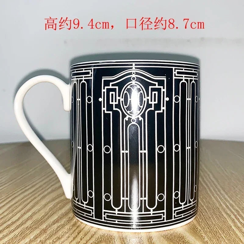 Creative Ceramic Lovers Mug Geometric Pattern Western Food Afternoon Tea Breakfast Cup Coffee Cup Home Decoration Modern