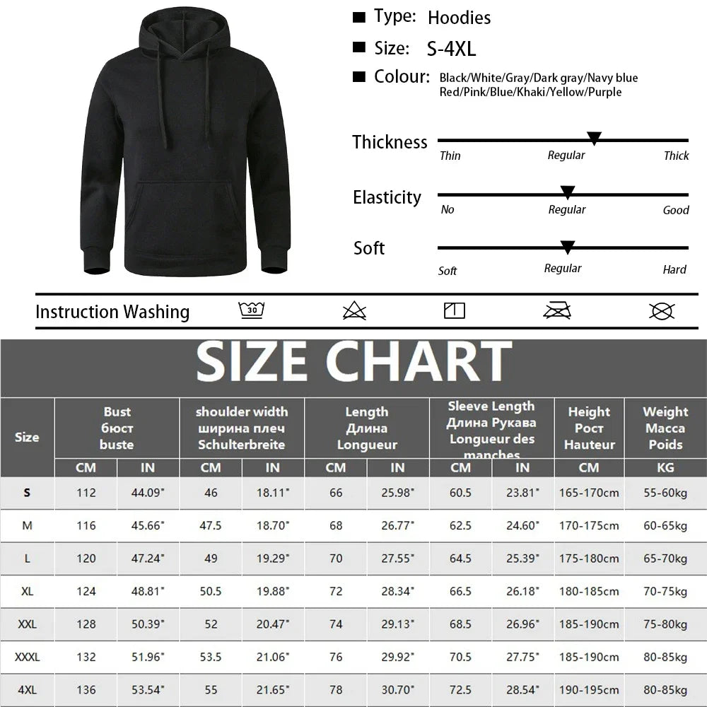 Men's and Women's Warm Sweatshirt Casual Solid Color Streetwear Pullovers Sport Fitness Pocket Hoodies Multi Color