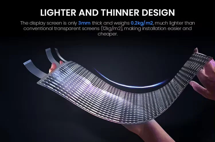 Easy installing Led flexible Transparent film Display P5 P6 P8 P10 P16 P20 Adhesive Transparent Led Screen for Window Glass Use