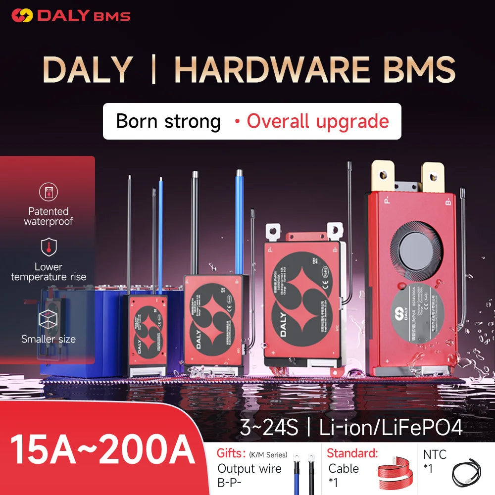 Daly Lifepo4 4S BMS Li-ion 18650 Battery 16S 48V 17S 20S 24S 60V 20A 40A 60A 100A 150A 200A 250A Scooter Balance with NTC