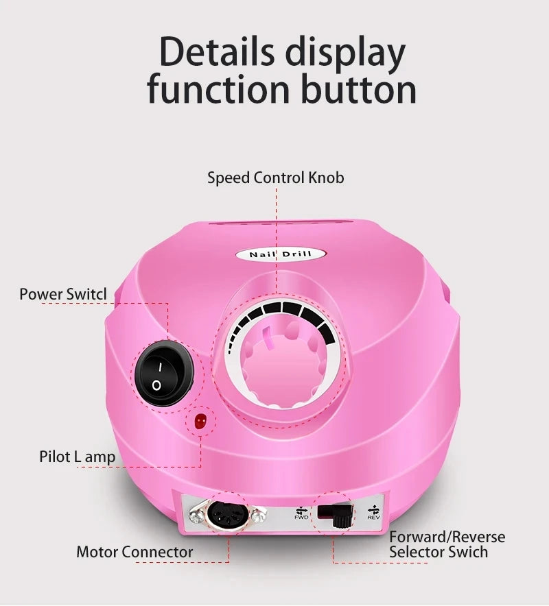 35000RPM Electric Nail Drill Professional Manicure Machine Nail Sander Set Nail Drill Bit Portable Nail Salon Polisher Equipment