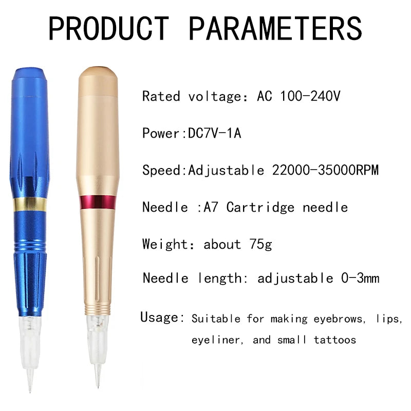 Permanent Makeup Machine for Eyebrows Miroblading Eyeliner Lip Beauty Microshading Professional PMU Machine Tattoo Pen Gun Kit