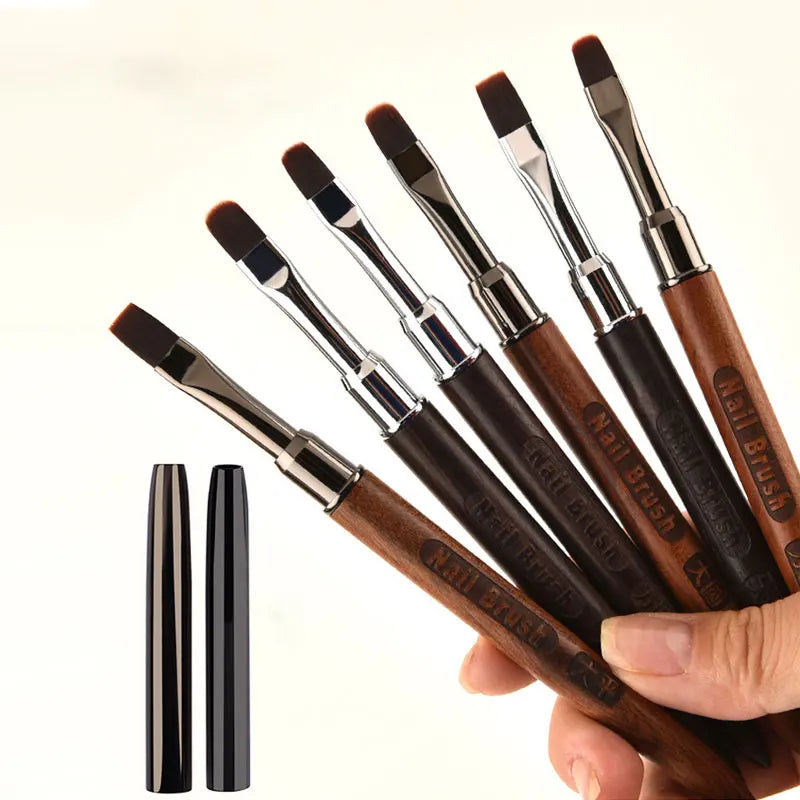 Nails Art Liner Brushes Wooden Handle Phototherapy Acrylic UV Gel Brush for Elongated Lines Painting Professional Manicure Tool