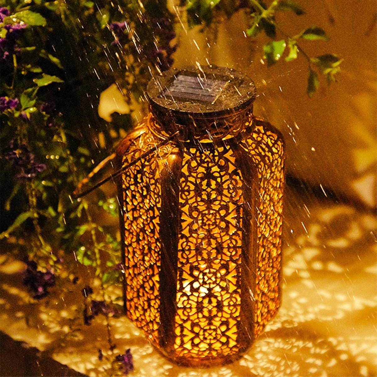 Led Solar Light Outdoor Solar Hanging Lantern Retro Iron Art Garden Decorative Pathway Lamp Stairs Lights Home Christmas Decor