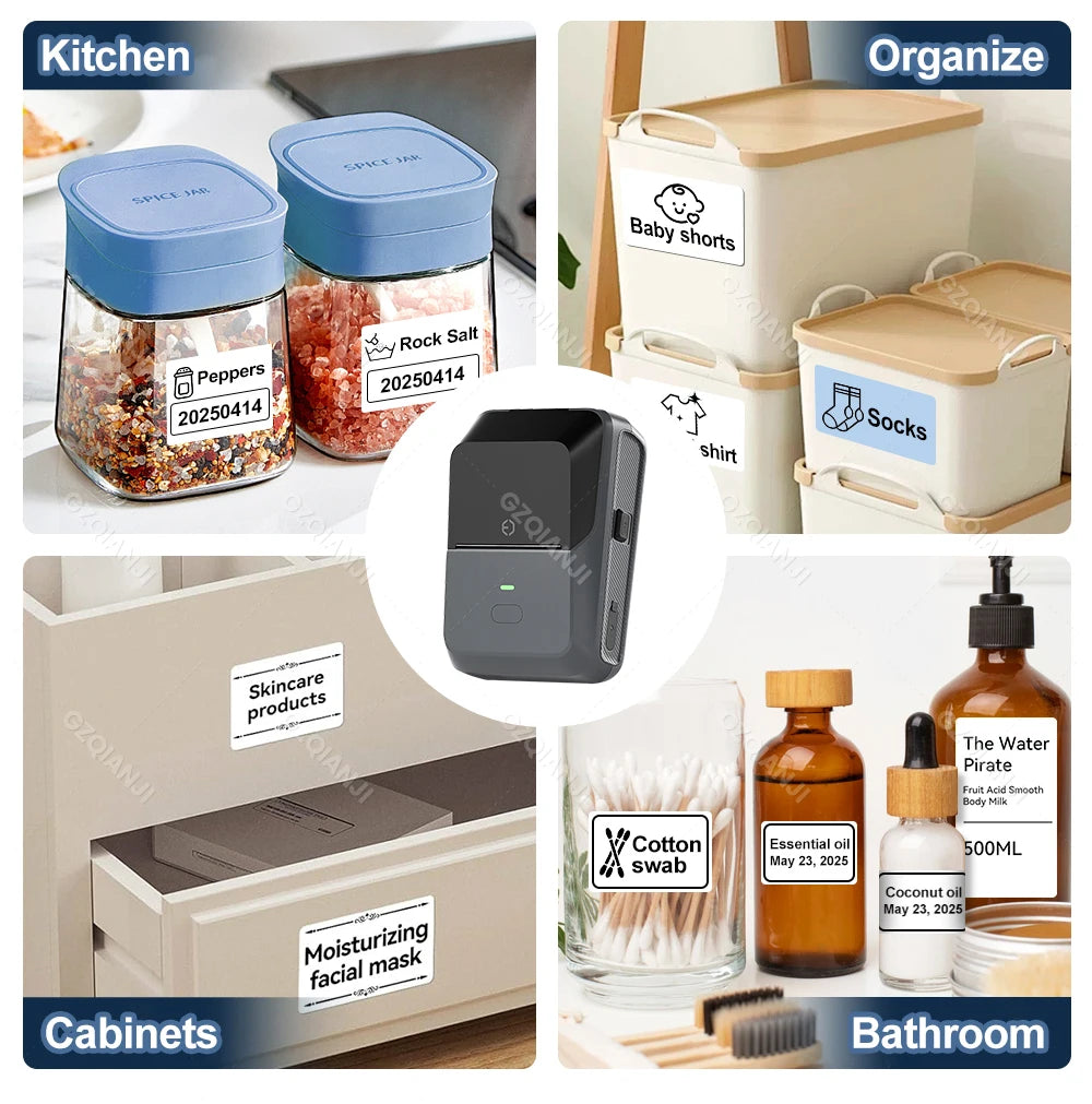 P2 Mini Thermal Label Printer Self-adhesive Food Stickers Bluetooth Maker Pocket Name Price Barcode Business Labeling Machine