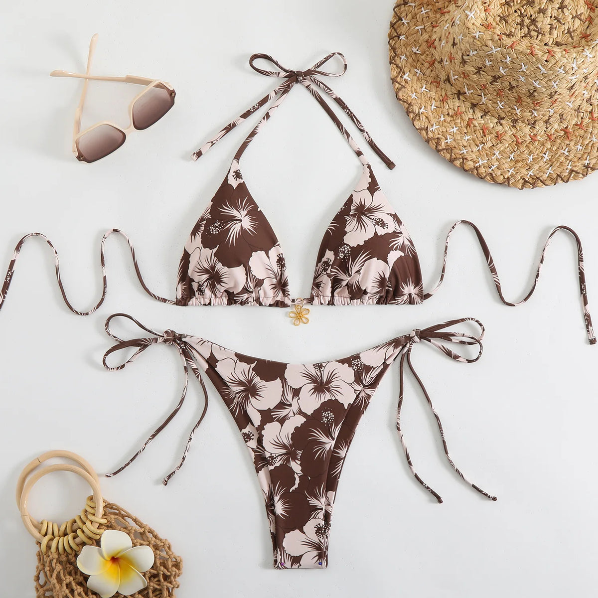 Micro Bikini Women Swimsuit Two-piece Lace Up Sexy Retro Print Female Swimwear Woman 2026 Bathing Suit Mini Thong Bikinis Sets