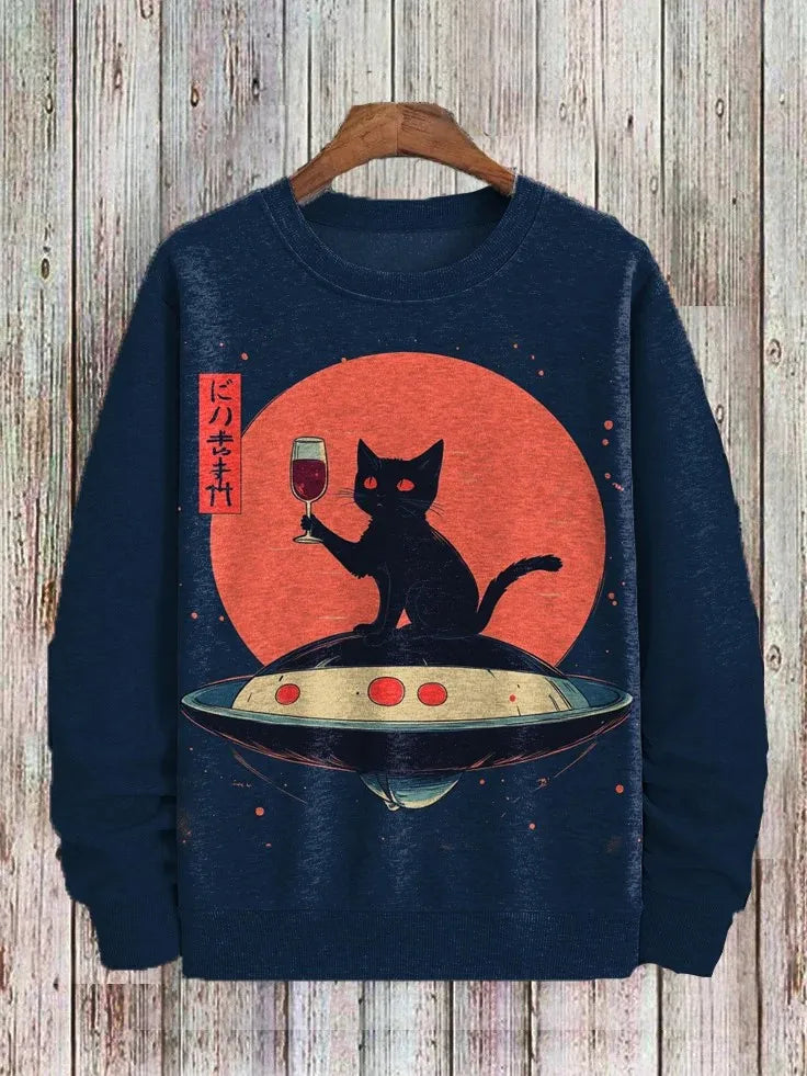Men's Animal Cat Sweatshirt Long Sleeved Sweatshirt O-Neck Fashion Cool Daily 3D Printed Japanese Art Prints Casual Sweatshirt