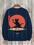Men's Animal Cat Sweatshirt Long Sleeved Sweatshirt O-Neck Fashion Cool Daily 3D Printed Japanese Art Prints Casual Sweatshirt