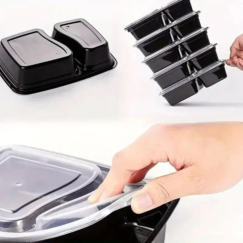Disposable Food Boxes Compartments with Lids Portable Plastic Lunch Boxes Kitchen Refrigerator Fruit Takeaway Food Containers