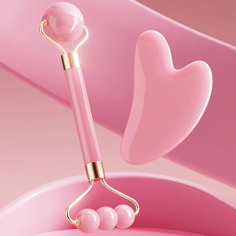 Double Head Facial Massage Roller Eyes Face Lifting Tighten Resin Guasha Board Roller Face Spa Massager Beauty Skincare Tools