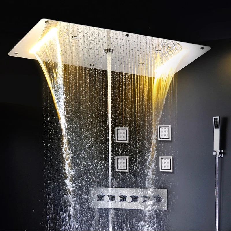 Built in Concealed Shower Wall Mounted Hidden Pre Embedded Overhead Rain Shower Head with Music