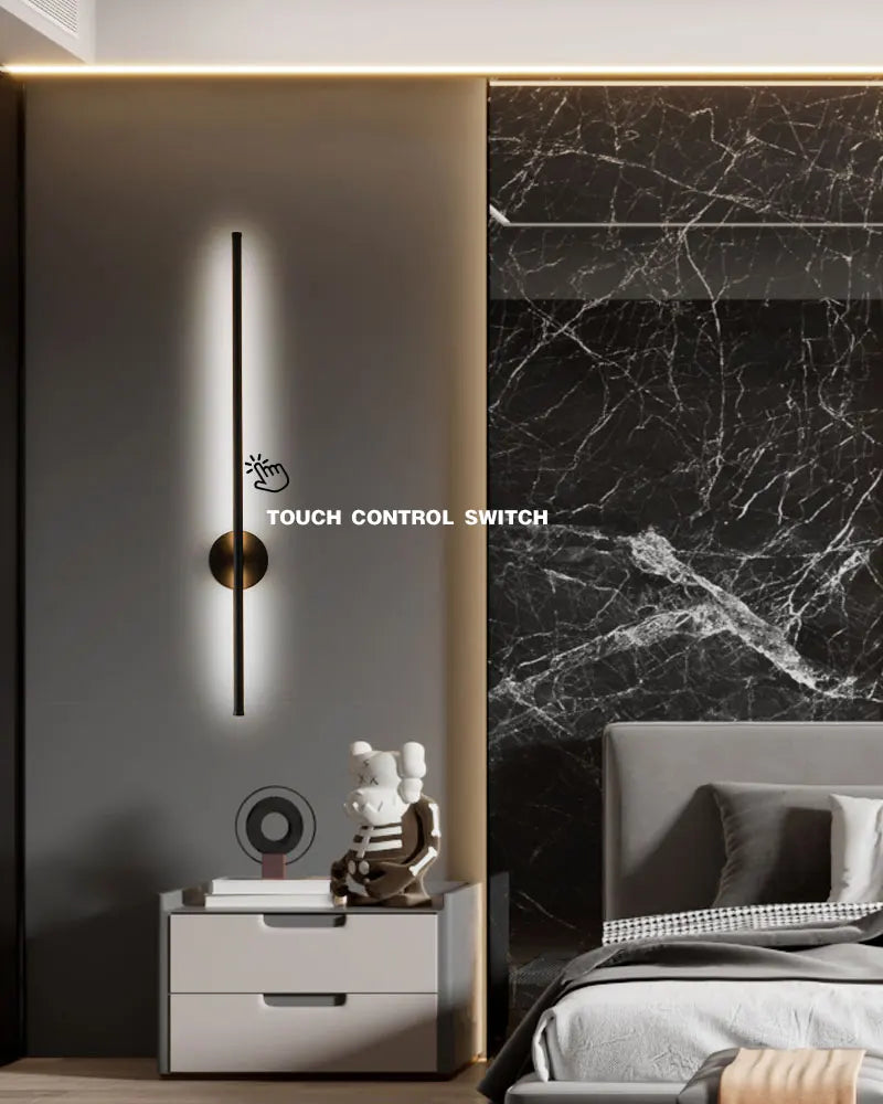 Nordic LED Wall Lights with Touch Dimmable Switch Black 40/55/60/80/100cm Interior LED Wall Lamps Wall Sconce Lighting Fixtures