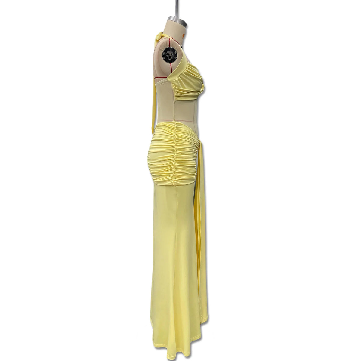 Halter neck backless slim-fit bodycon dress, mesh strapless knot design, slim-fitting, skin-friendly, does not pinch the skin