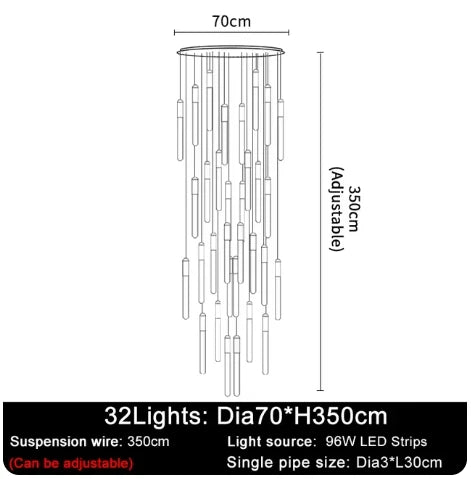 Modern Staircase Long Ceiling Chandelier LED New Lustre Living Room Lighting Kitchen Home Decoration Lamp Pendant Light