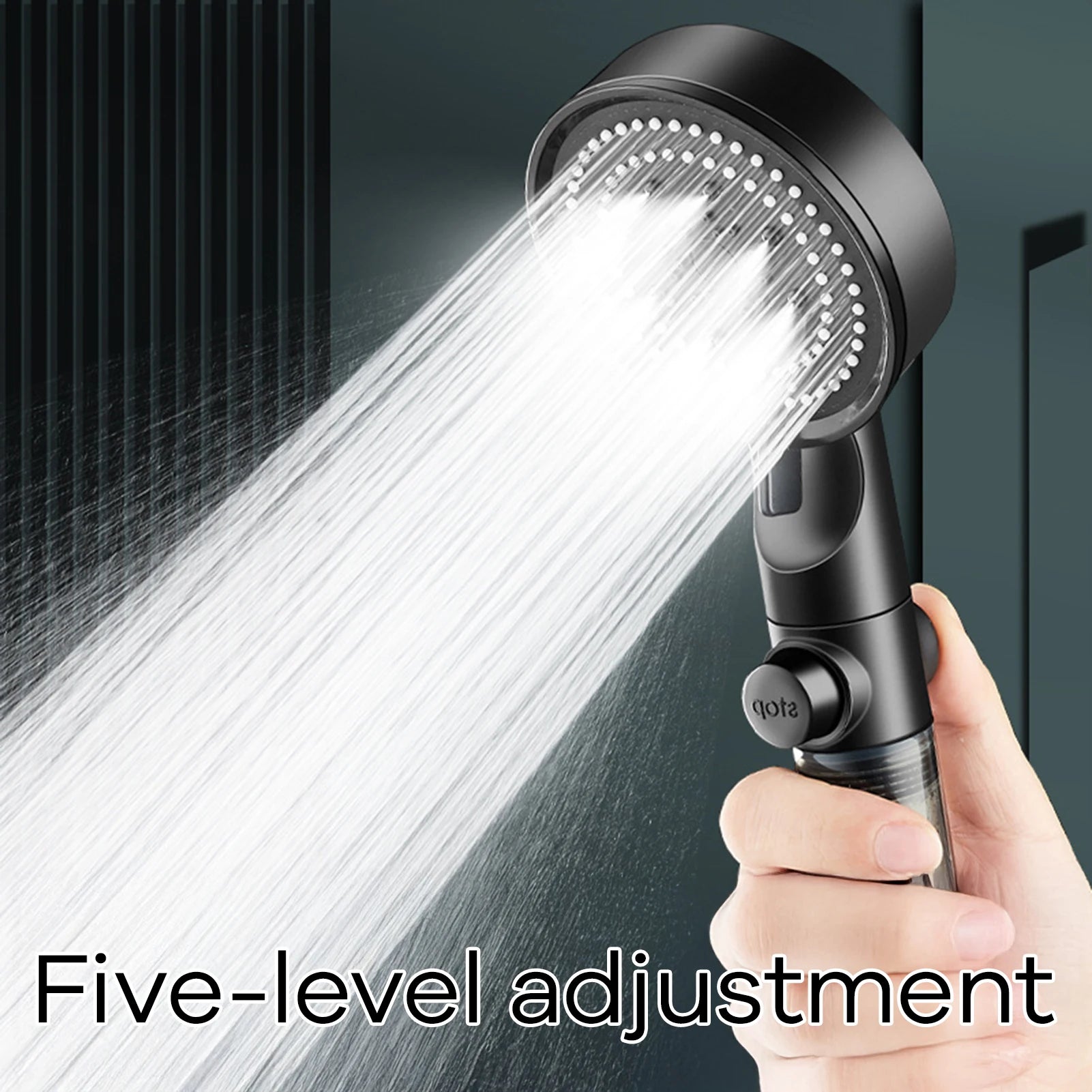 Hydro Boost High Pressure Shower Head 5 Spray Modes Stainless Steel Water Saving Filter Showerhead With Strong Flow For Bathroom