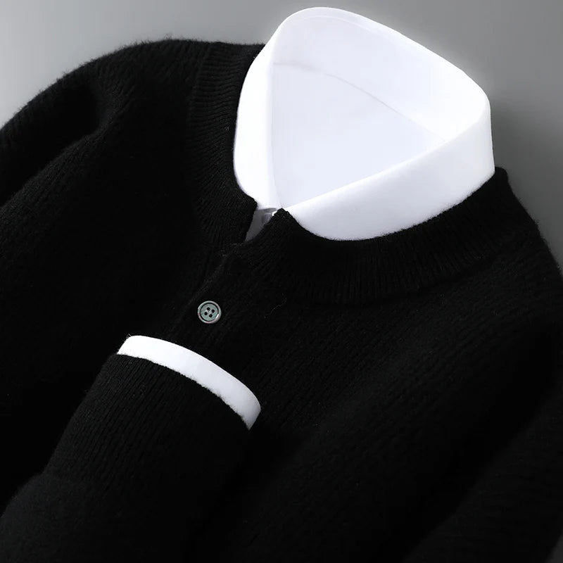 MVLYFLRT Men's 100% Merino Wool Round Neck Pullover Sweater Casual Thick Knit Autumn Winter Warm Cashmere Feel Sweater