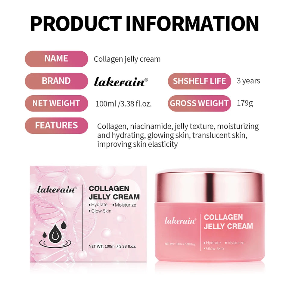 100g Collagen Jelly Cream Hydrolyzed Collagen Soft Moist Jelly Essence Shrinks Pores Moisturizing Smooth Skin Care Products