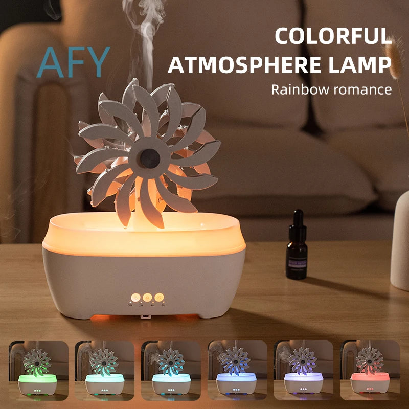 Hot Selling Windmill Aromatic 7 LED Color Air Humidifier for Home Portable Ultrasonic Rain Drop Aroma Diffuser for Bedroom