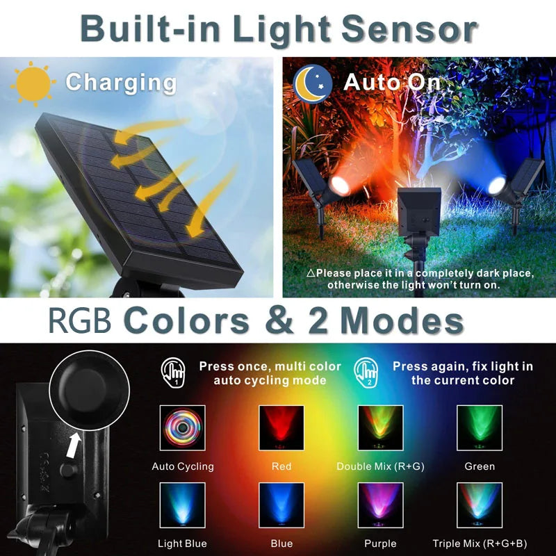 Outdoor Solar Lights Home Garden Patio Walkway Lawn Waterproof 7Led Solar Lamp Spotlight Decoration Energy Yard Lantern Lighting
