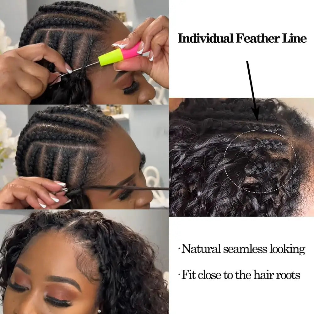 Pre Looped Feather Crochet Human Hair Kinky Curly For Black Women Pre Separated Knotless Burmese Curly Hair For Braiding