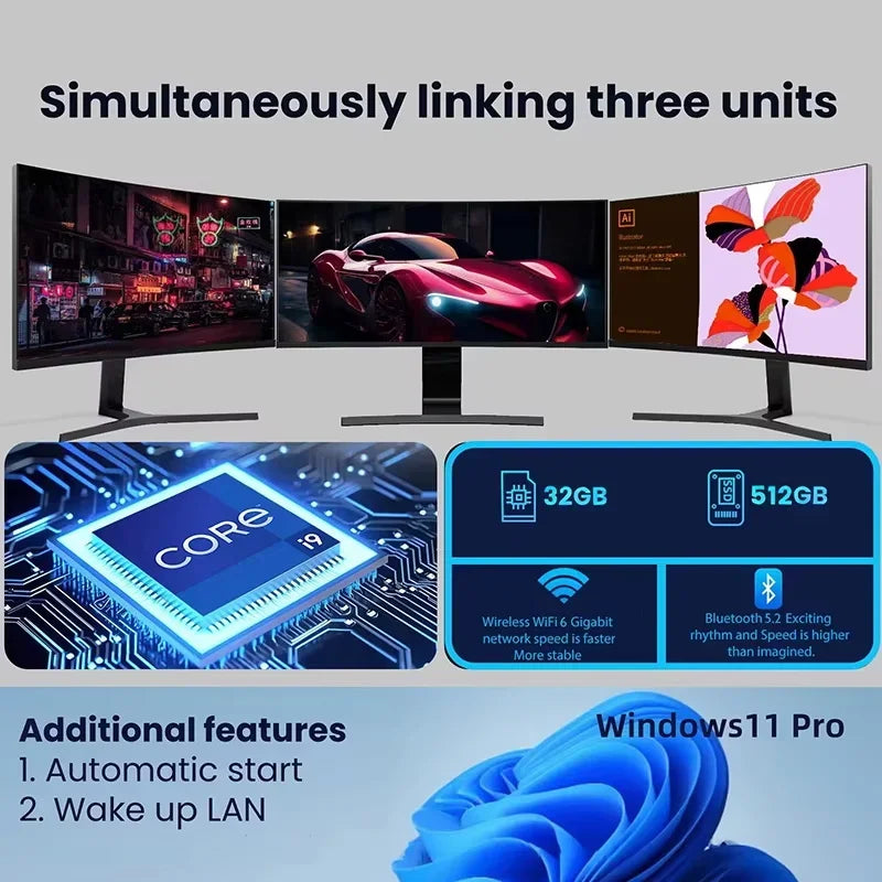 Mini PC Intel Core I9 10980HK Windows 11 Small Pocket Cmputer 16GB RAM 1/2TB SSD WIFI6 BT5.2 4K Desktop PC Gaming Computer