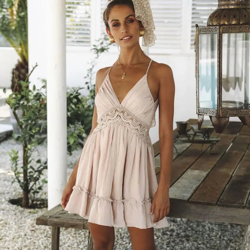 Sexy Strapless Floral  Waist Dress Cross-Border Elegant Cotton Blend Wrap Chest Style No Sleeve Summer New Arrival