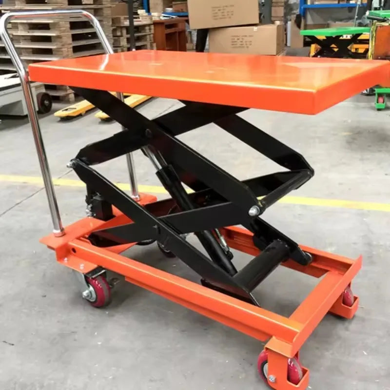 Portable 300KG Manual Hydraulic Scissor Lift Platform Flatbed Trolley Mini Mobile Steel Material Shopping Storage Use OEM