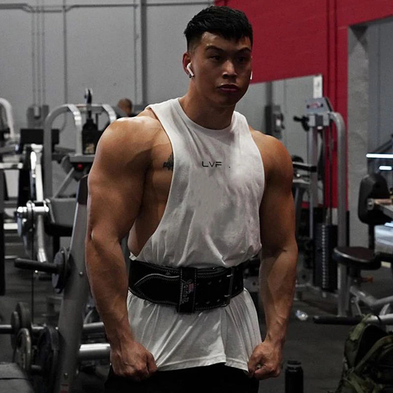 Men Summer Cotton Sleeveless Tank Top Gym Bodybuilding Fitness Running Workout Casual Athletic Sportswear Training Vest Clothing