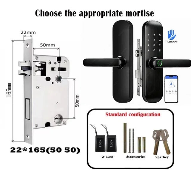 TTLock / Tuya WiFi Smart Fingerprint Door Lock Biometric Digital Lock with RFID Card Password for Hotel Home