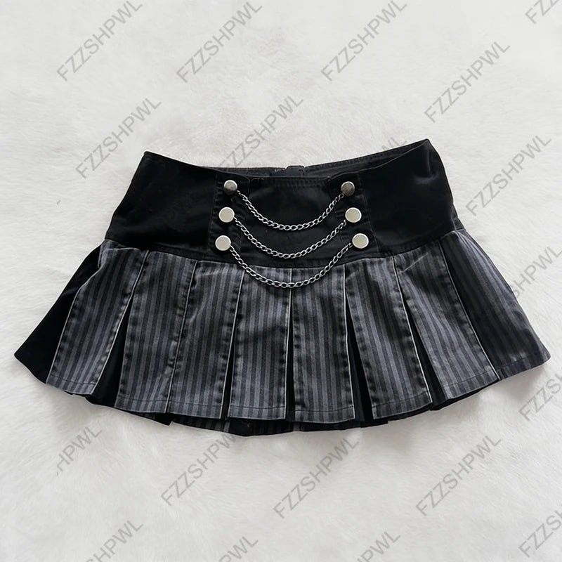 Streetwear Harajuku Polka Dot Print Y2K Dress Fashion Punk Braces skirt Spicy Girls Rock Goth Unique rock Punk Chic A-line skirt