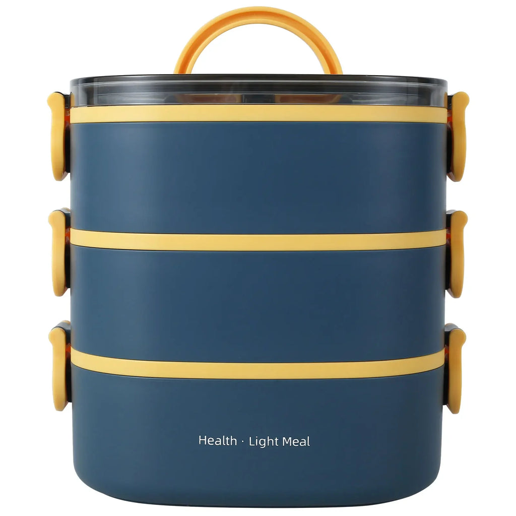 2000ML Lunch Box Portable 3 Layer Children Student Bento Box Leakproof Microwavable Food Container School Travel Office Picnic