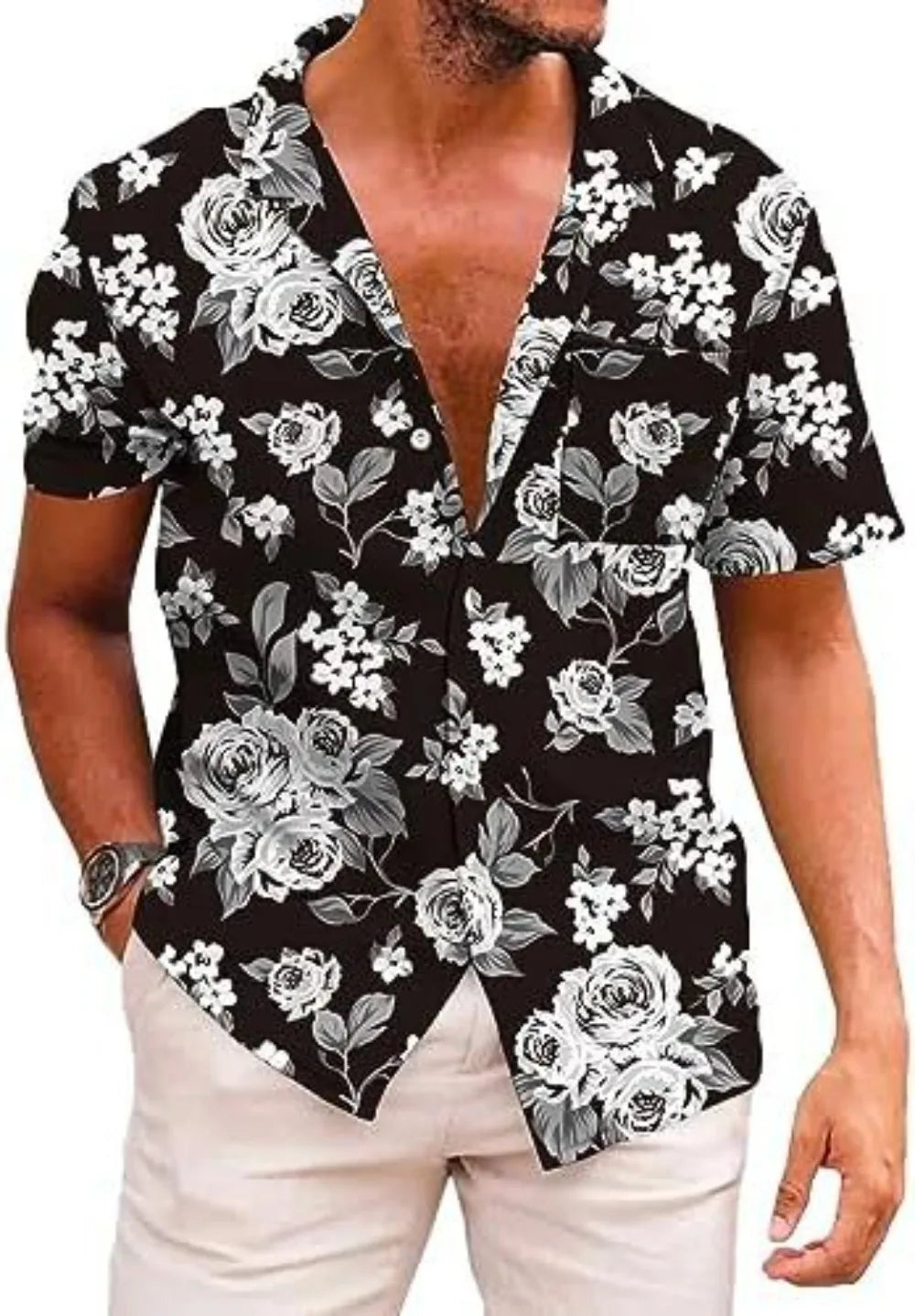 Summer Trendy Hawaiian Men's Palm Beach Shirt Tropical Vacation Clothing