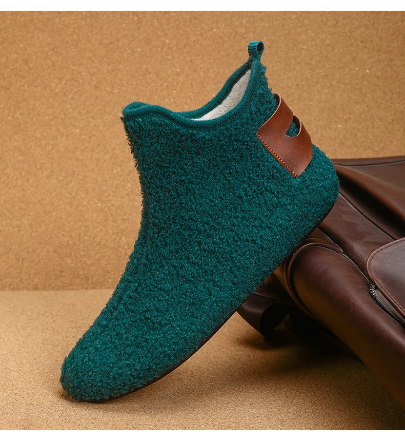 YRZL Winter Cotton Shoes Men High Top Warm Slip on Lightweight Slippers Men Plush Indoor Cotton Loafers Men Winter Warm Shoes