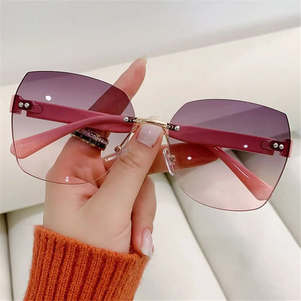 Vintage Rimless Sunglasses 2024 Women Gradient Sunglasses  Summer Shades Fashion UV400  Frameless Sun Glasses Ladies Eyeglasses