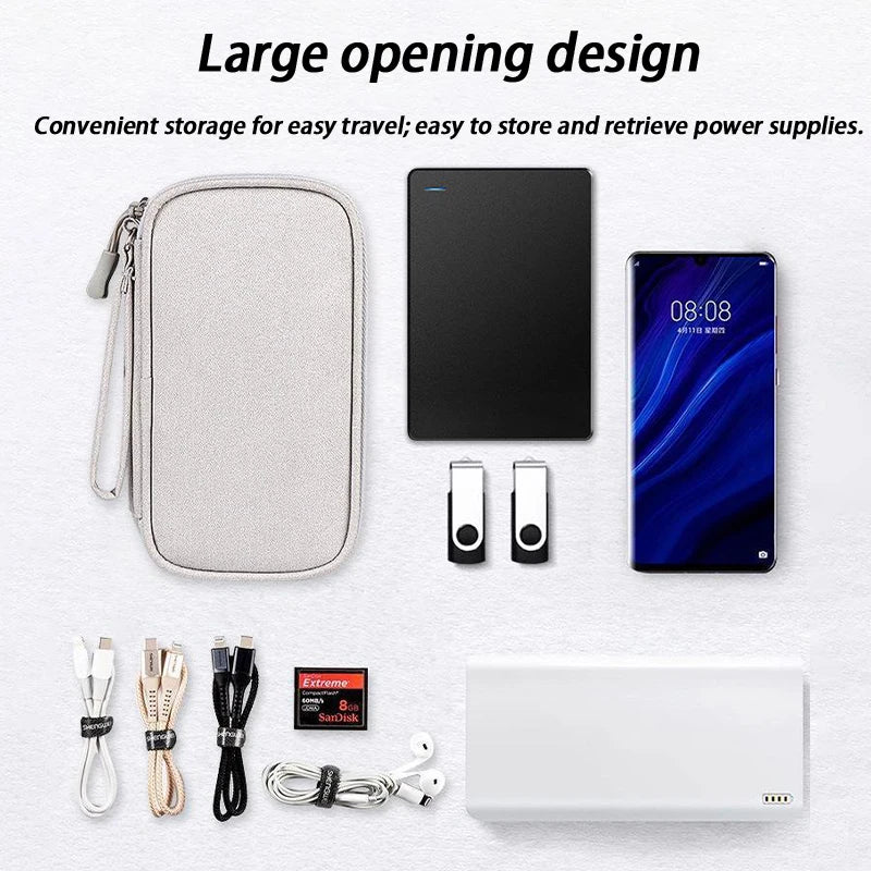 USB Charger Travel Organizer Bag – Mesh-Lined Portable Case for Cables, Adapters & Power Banks, Keeps Tech Gear Tidy