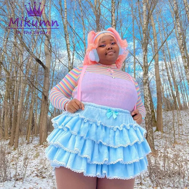 Harajuku Y2k Sweet Pink White Pumpkin Pants Lolita Autumn Winter JK Plush Shorts Japanese Kawaii Ruffles Lantern Shorts
