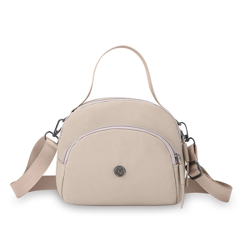 Women Nylon Handheld Bag Small Crossbody Shoulder Purse Lightweight Multi Functional Tote Casual Daily Travel Solid Color Black